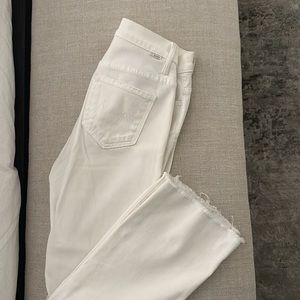 White Mother Crop Fray Jeans. Size 24.